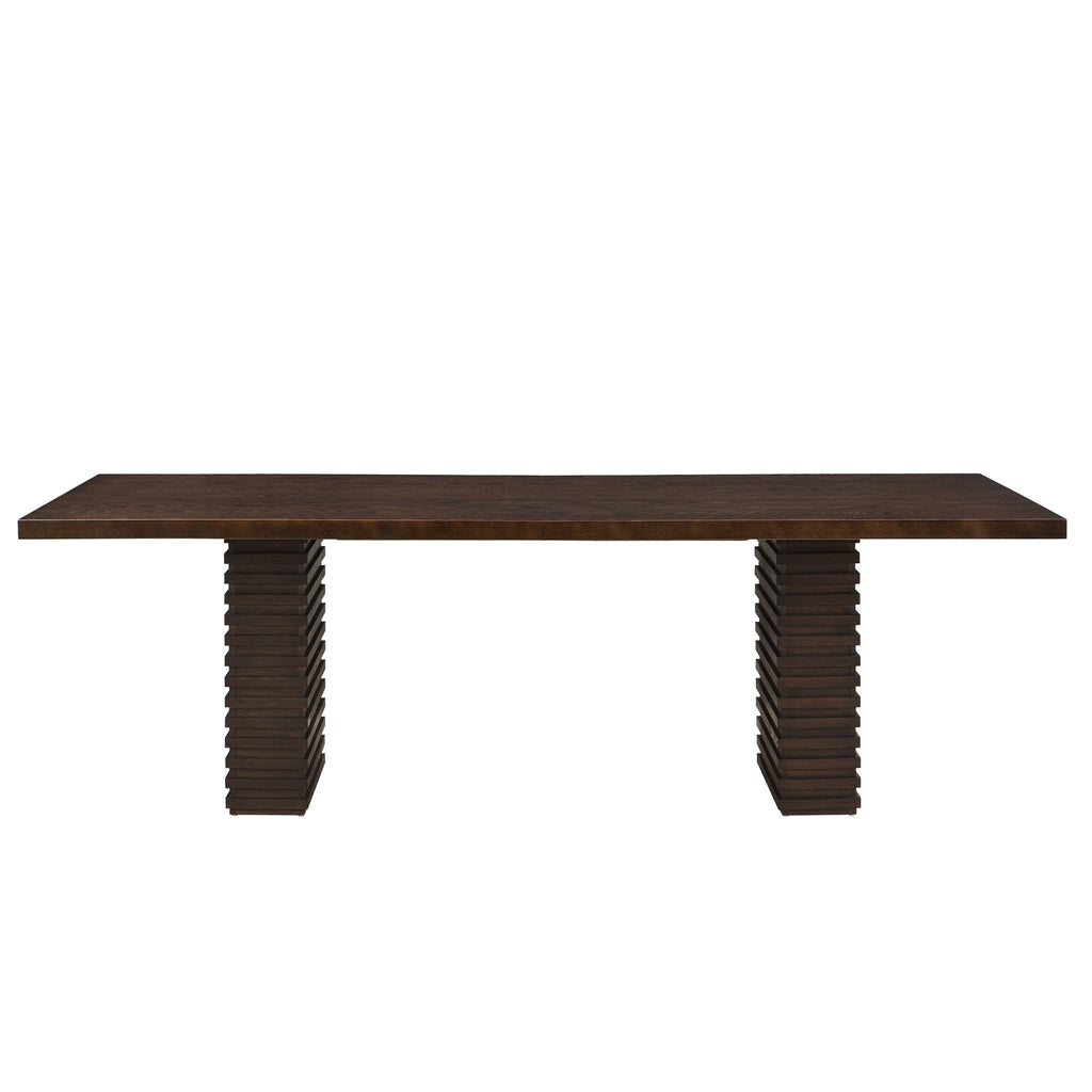 Anthony & Home espresso solid wood dining table, 95-inch Atelier style with smooth surface and sturdy legs, ideal for dining rooms.
