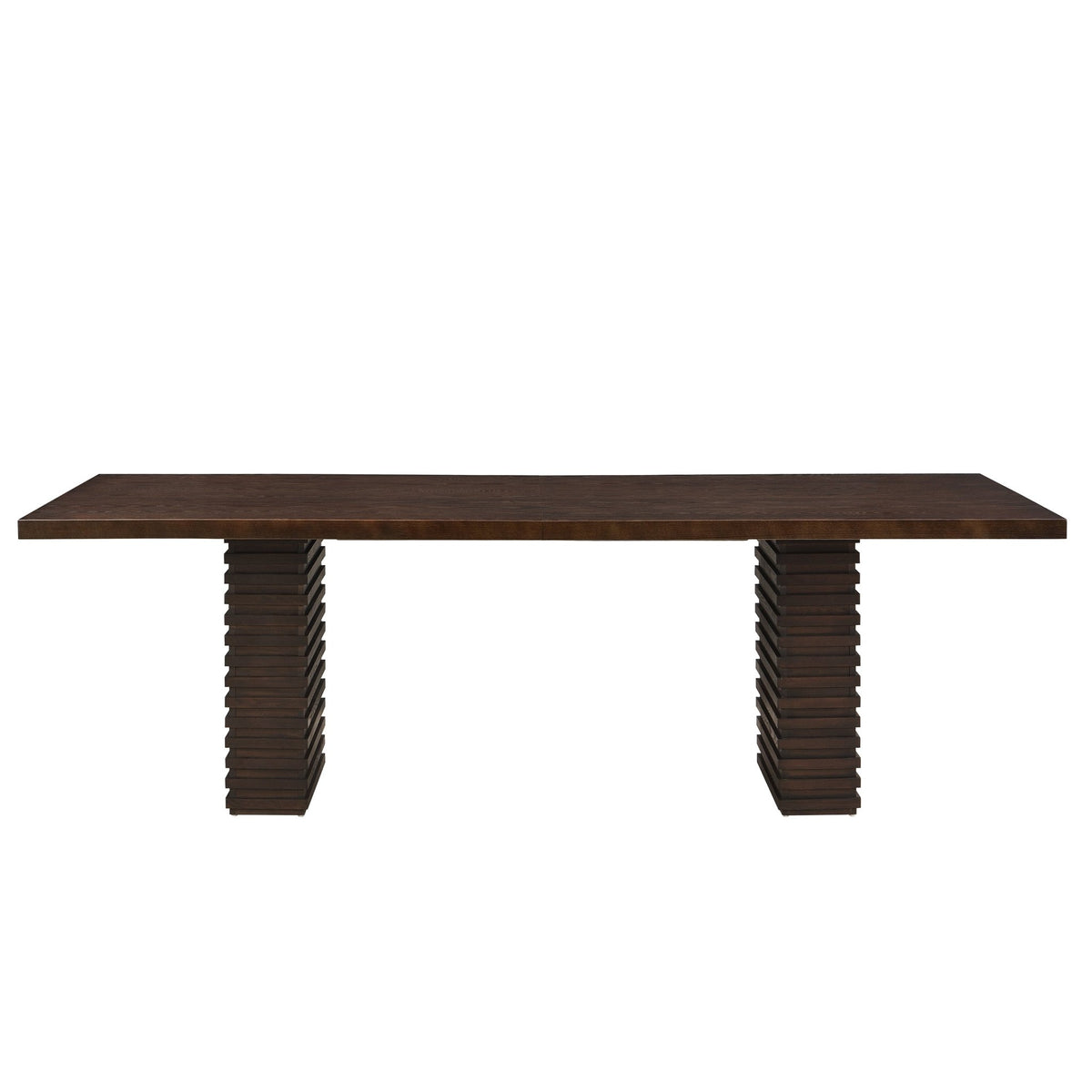 Anthony & Home espresso solid wood dining table, 95-inch Atelier style with smooth surface and sturdy legs, ideal for dining rooms.