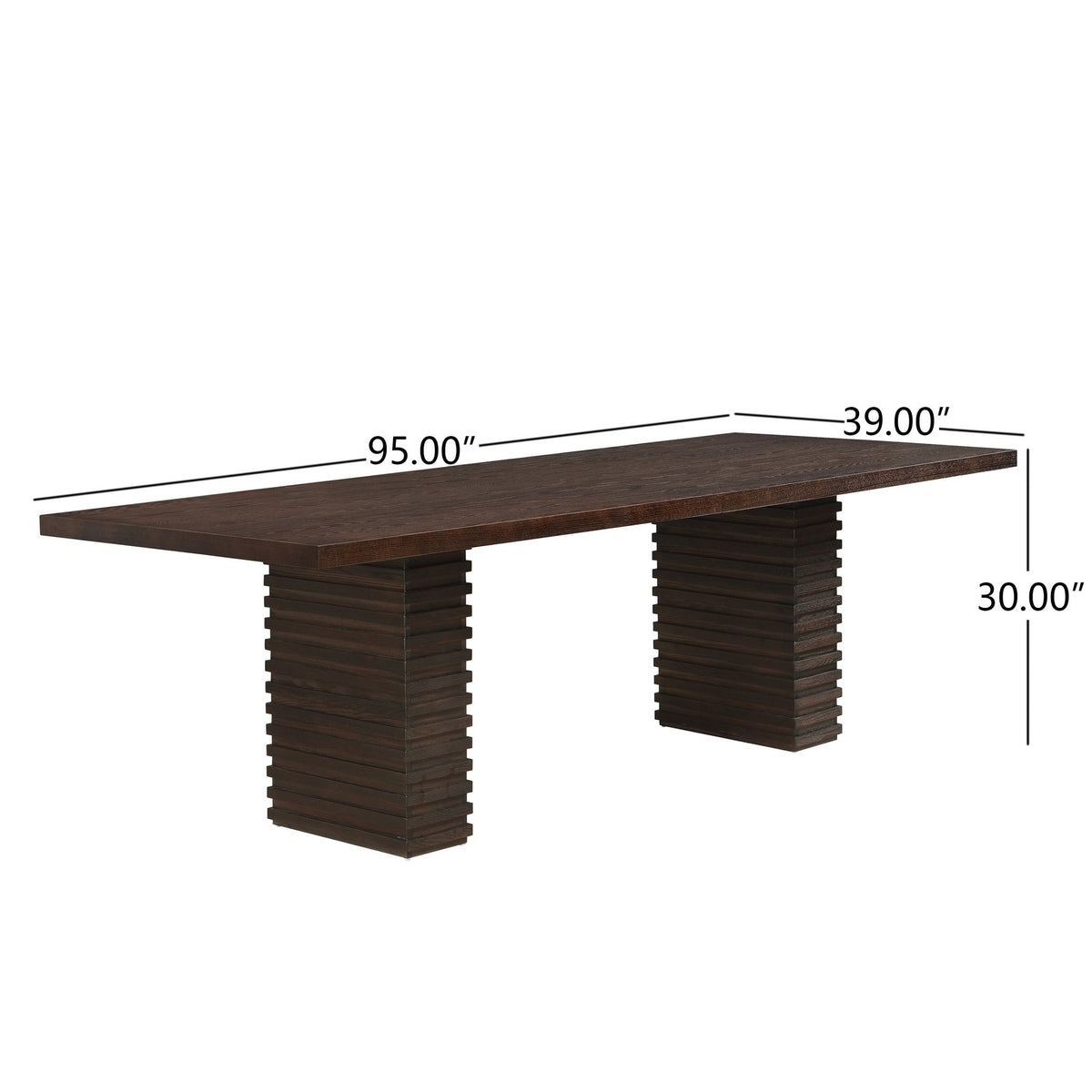 Anthony & Home Espresso Solid Wood Dining Table 95 Inch Atelier with sleek design and rich wood finish, perfect for modern dining rooms.