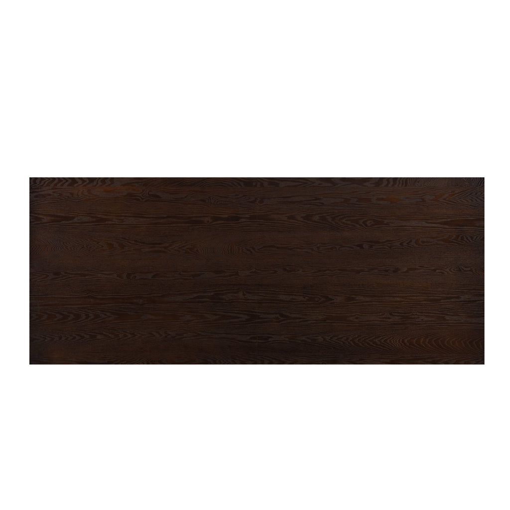 Anthony & Home Espresso Solid Wood Dining Table 95 Inch Atelier with sleek, polished surface and sturdy wood legs.