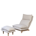 Anthony & Home beige reclining foldable metal frame single sofa chair with cotton cushions, showcasing its comfortable design and structure.