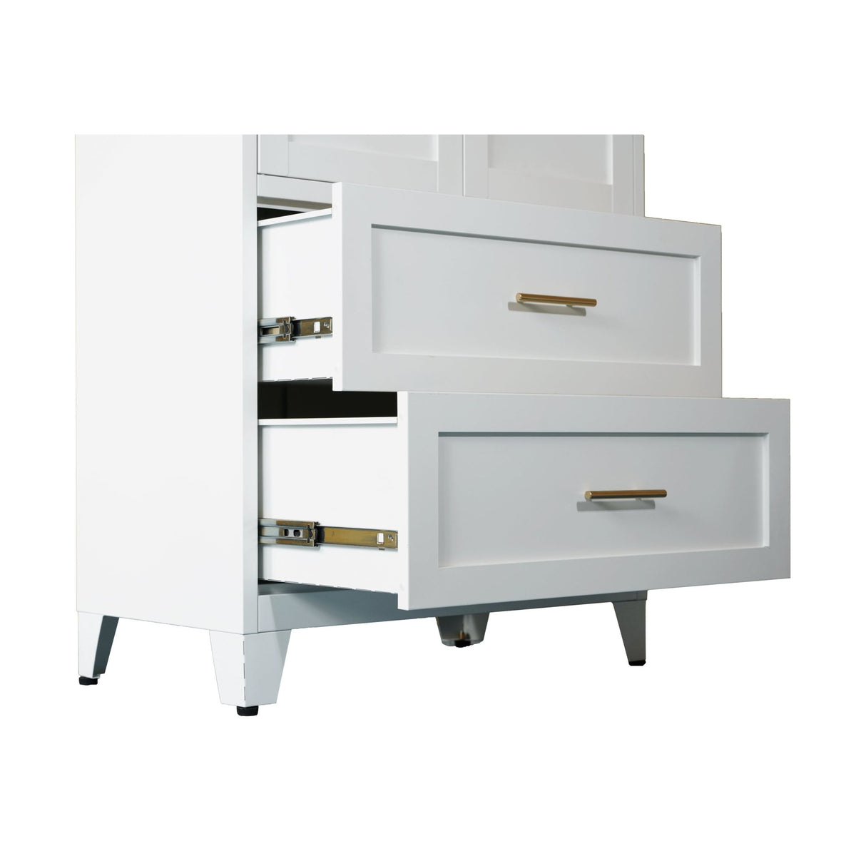 White Anthony & Home steel wardrobe cabinet with hanging rod, exclusive premium edition, featuring a sleek modern design.
