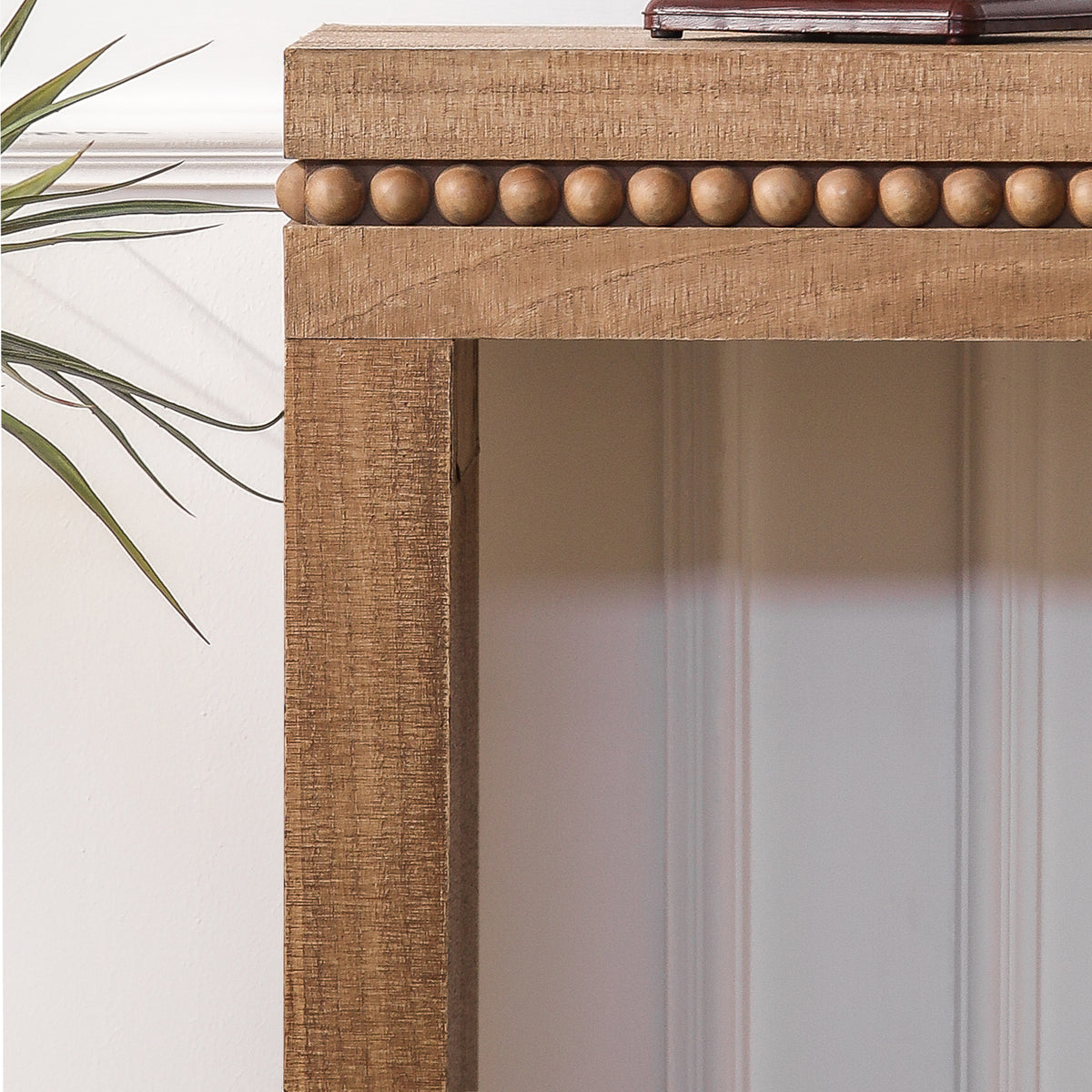 Fir wood console table with beaded accent, crafted by Anthony & Home, featuring a sleek design and natural wood finish.