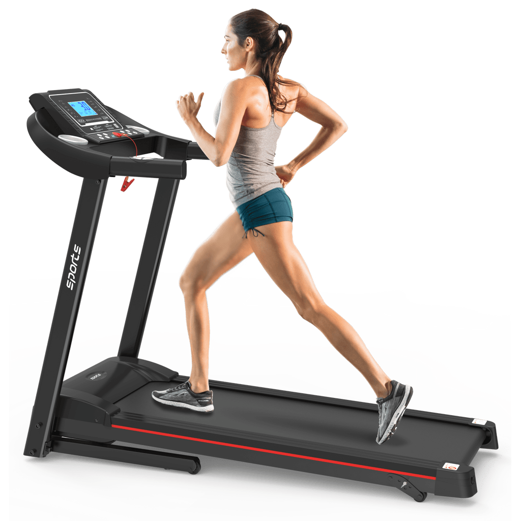 Anthony & Home Fitshow Elite Edition folding treadmill with hydraulic-assist and quiet motor for home gym use.