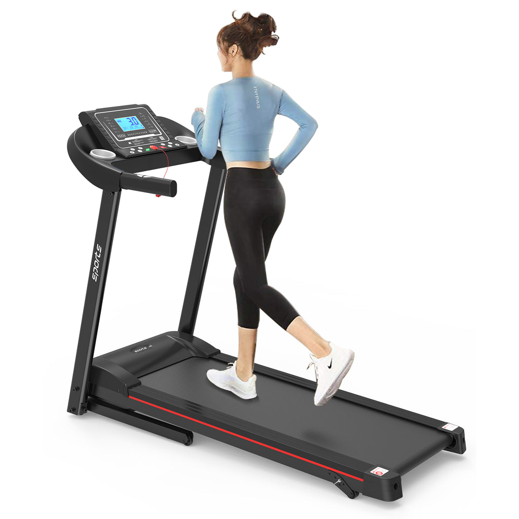 Anthony & Home Fitshow Elite Edition folding treadmill with hydraulic assist, quiet design for home gym workouts.