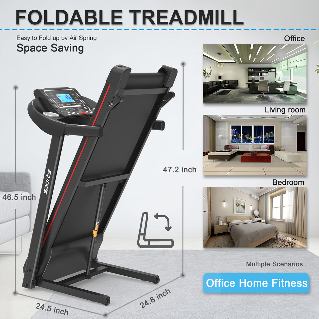 Anthony & Home Fitshow Elite Edition folding treadmill with hydraulic assist, quiet home gym exercise equipment.