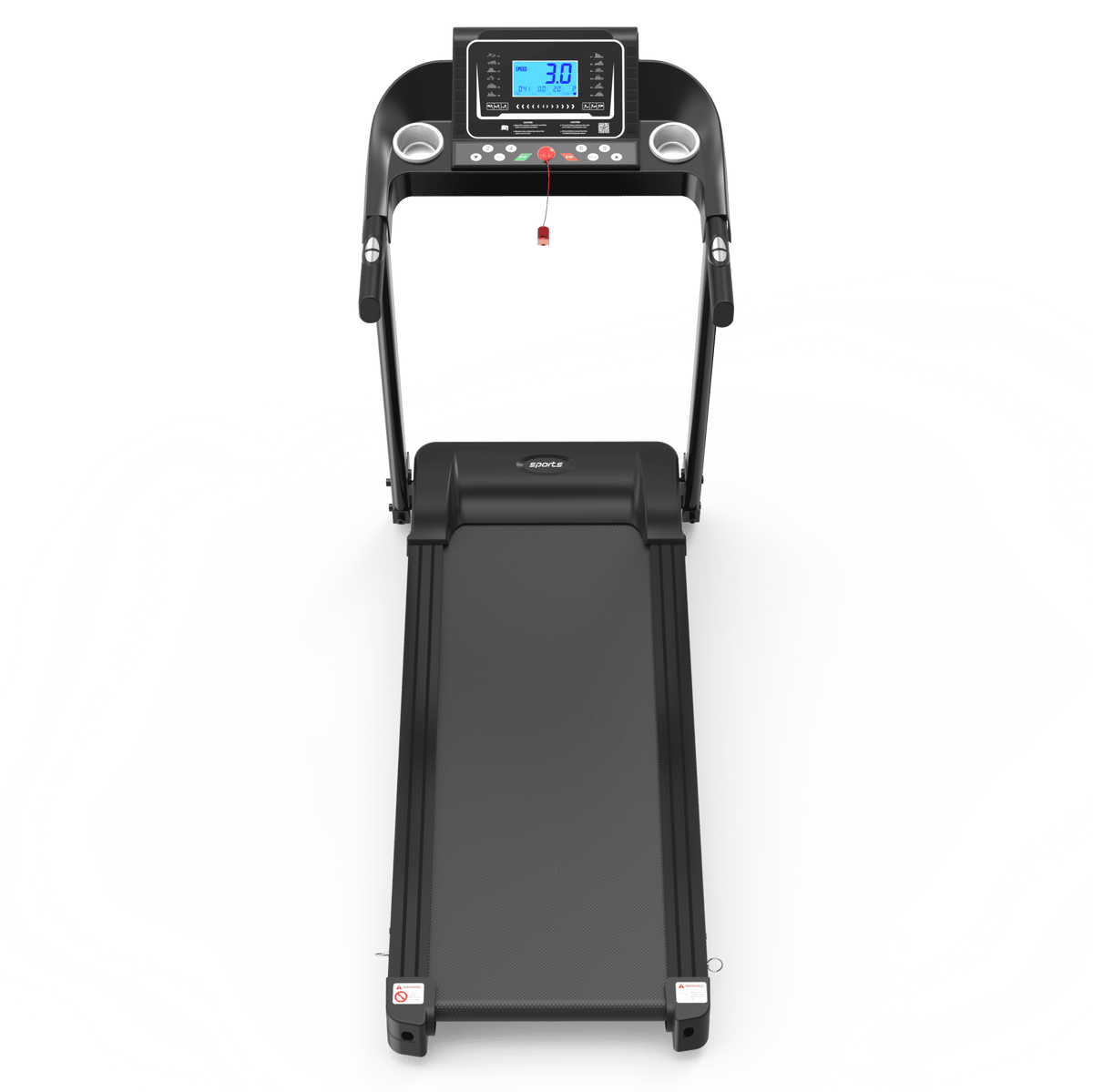 Anthony & Home Fitshow Elite Edition folding treadmill with hydraulic assist, quiet design for home gym workouts.