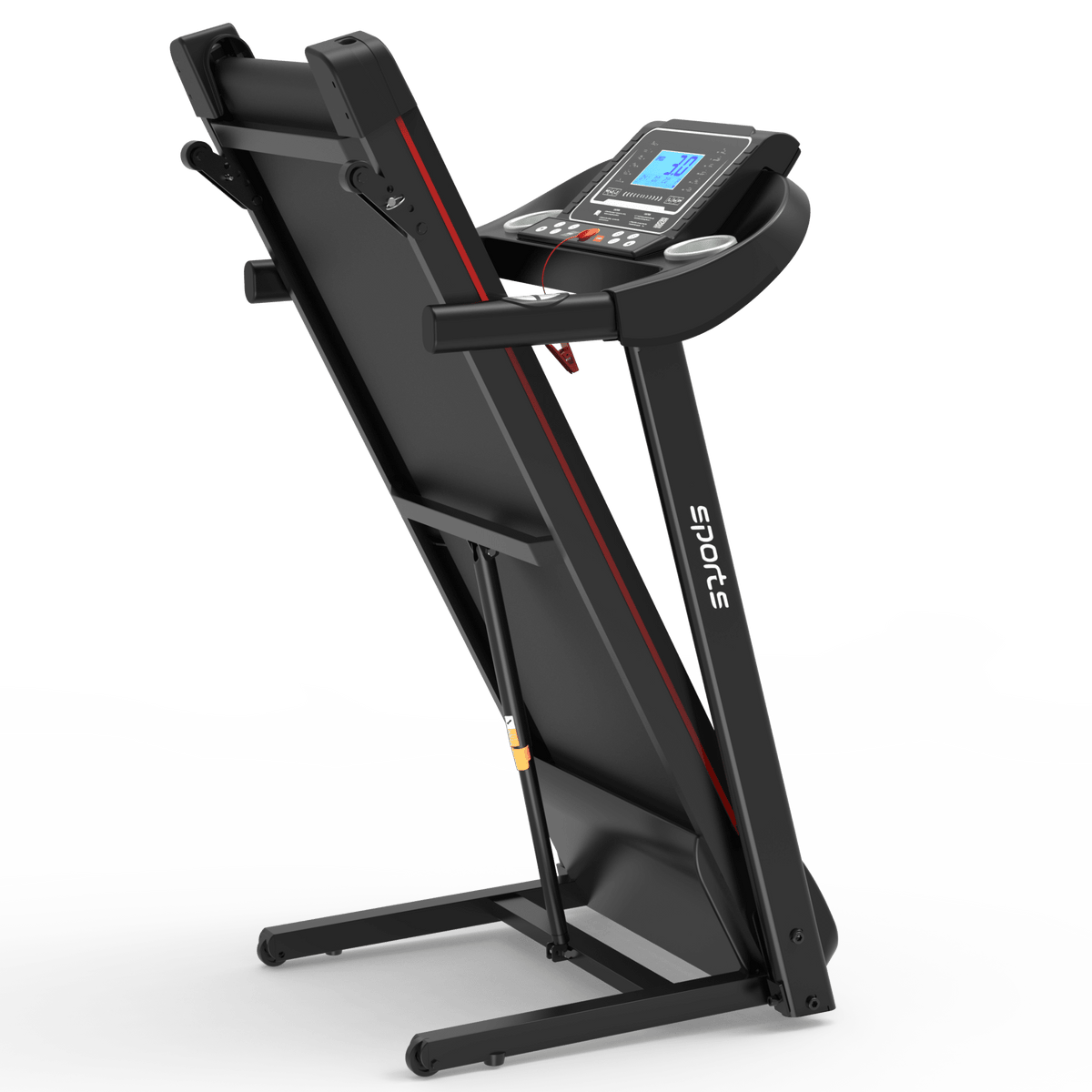 Anthony & Home Fitshow Elite Edition folding treadmill with hydraulic assist, quiet design for home gym use.