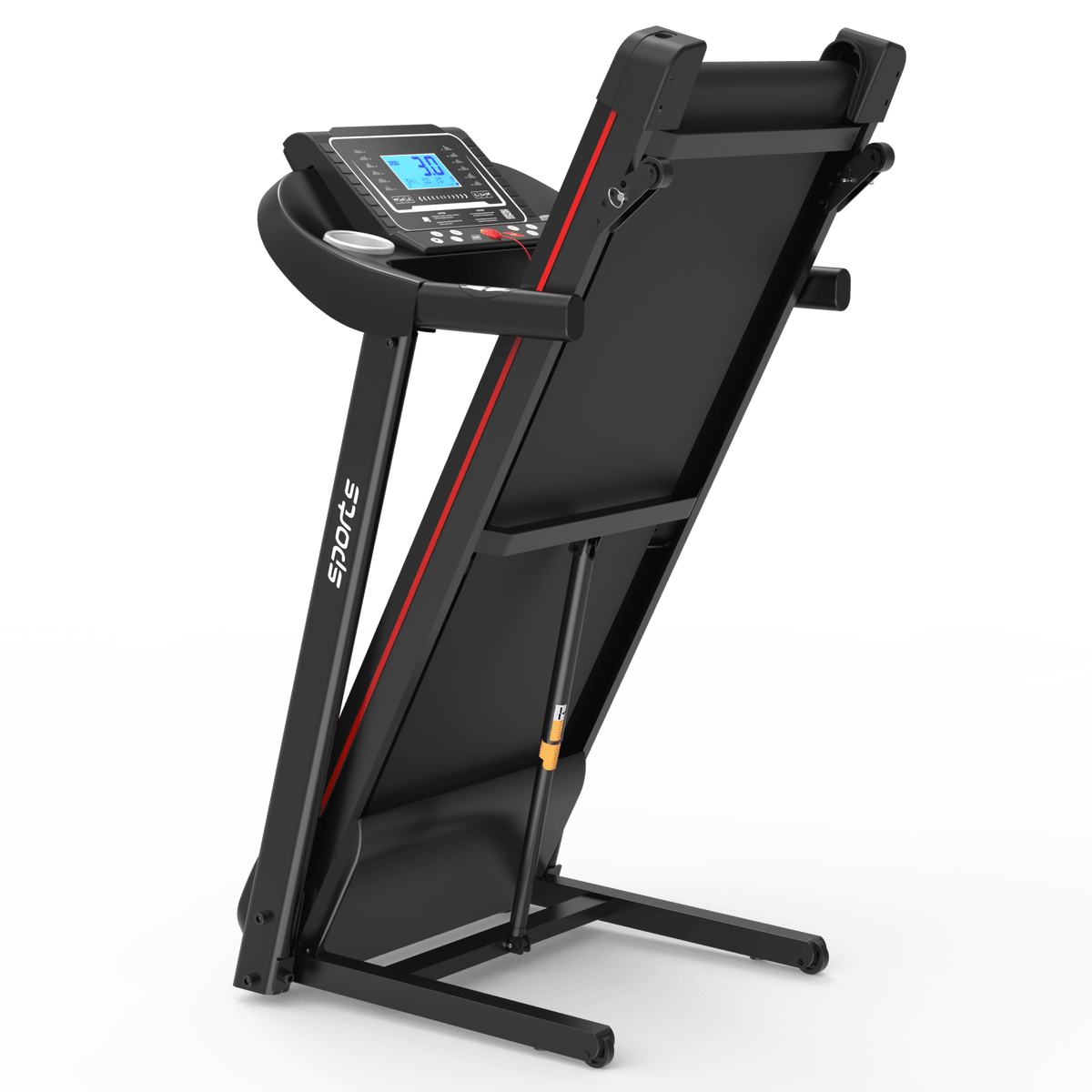 Anthony & Home Fitshow Elite Edition folding treadmill with hydraulic assist, quiet design for home gym workouts.