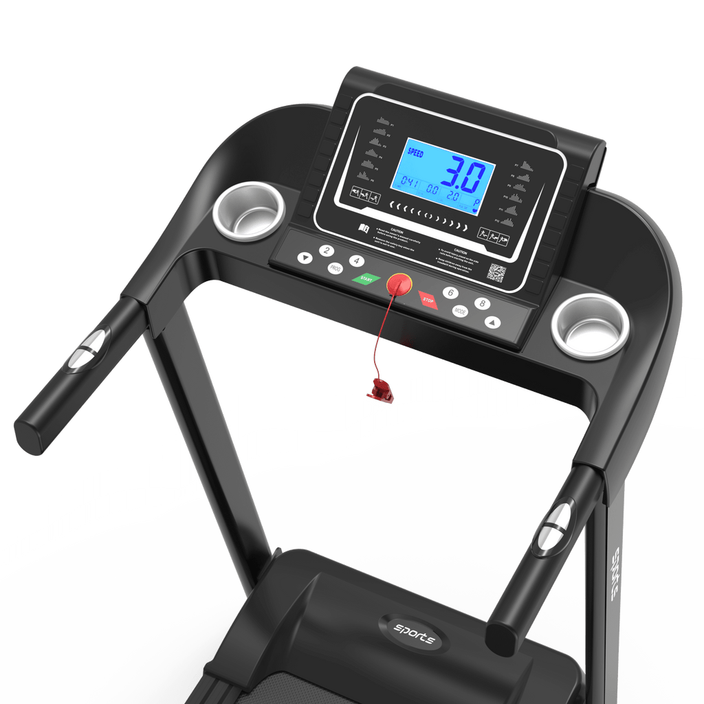 Anthony & Home Fitshow Elite Edition folding treadmill with hydraulic assist and quiet operation for home gym workouts.