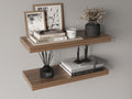 Set of 2 light brown matte floating shelves by Anthony & Home, showcasing sleek wall-mounted storage and display space.