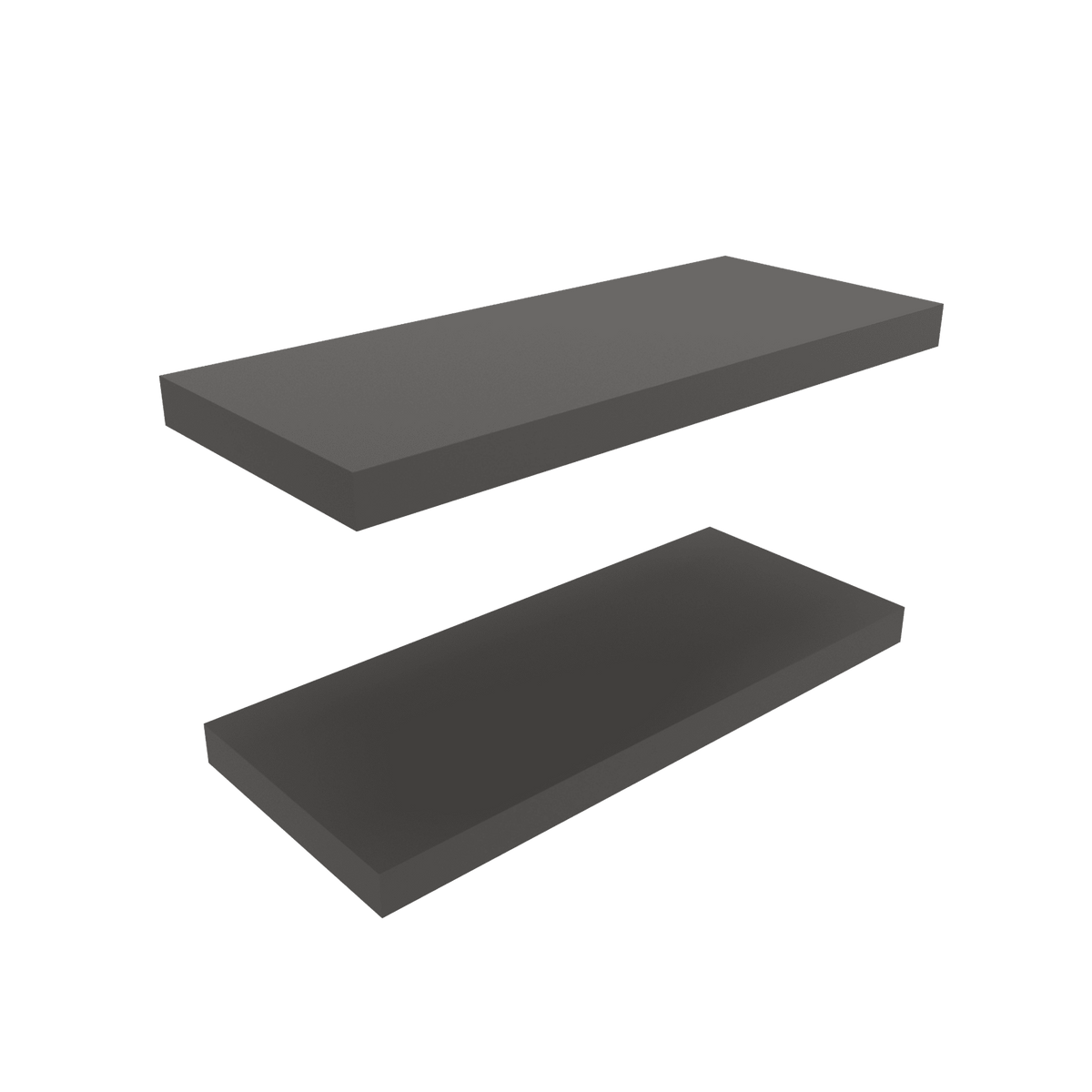 Modern Anthony & Home floating shelves with two tiers, matte gray finish, engineered wood with MDF accents, ideal for contemporary living spaces.