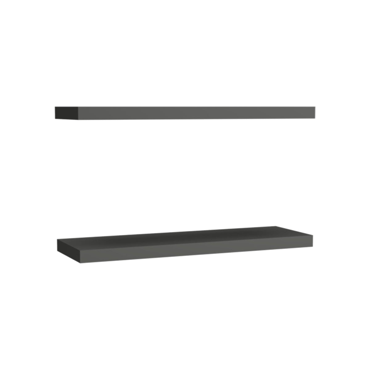 Floating shelves by Anthony & Home in matte gray finish, two-shelf modern design with engineered wood and MDF accents.