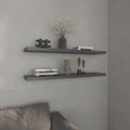 Two matte gray floating shelves from Anthony & Home collection, mounted on a wall with decorative items displayed.