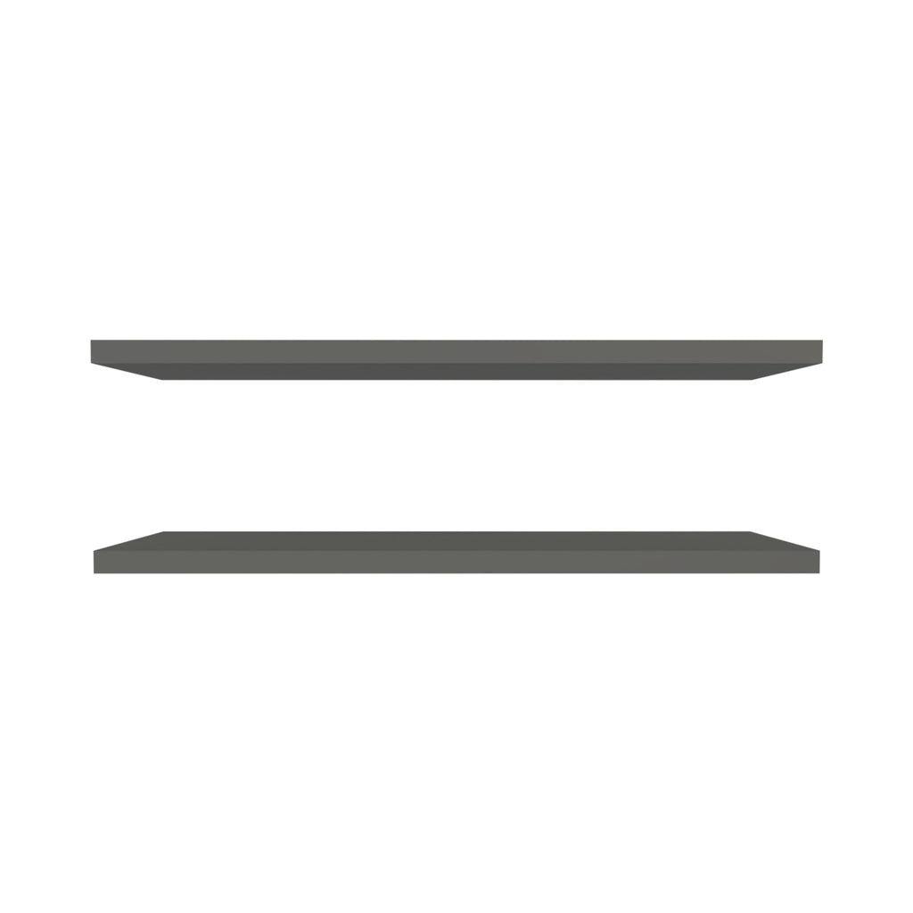 Two matte gray floating shelves from Anthony & Home's collection, mounted on a wall for modern storage and display.