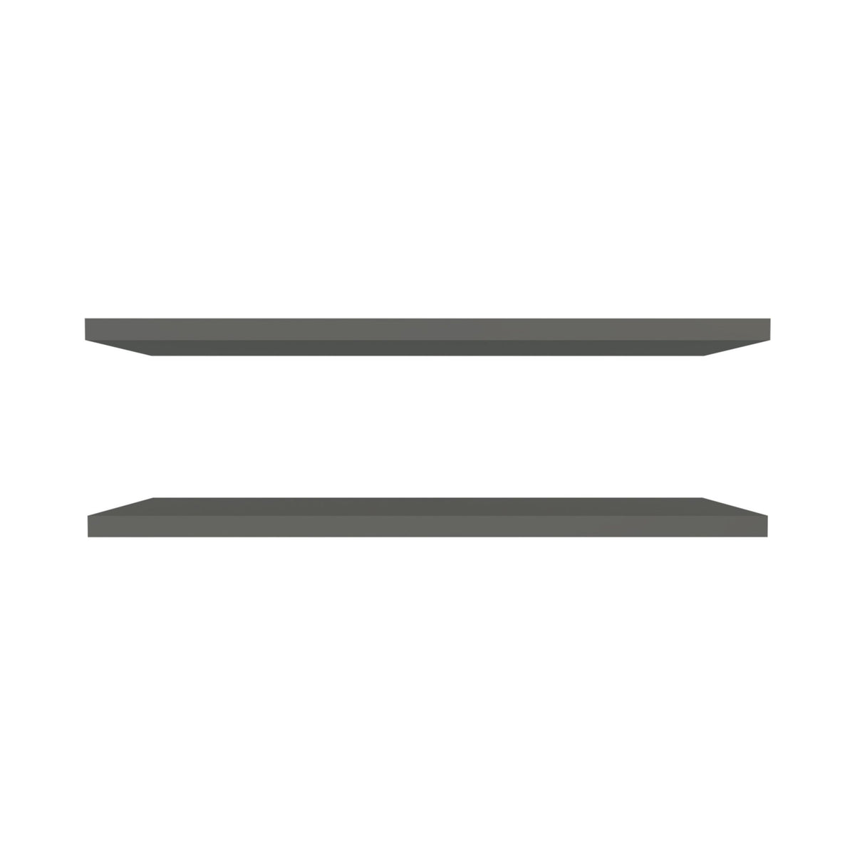 Two matte gray floating shelves from Anthony & Home's collection, mounted on a wall for modern storage and display.