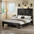 Walnut wood full bed frame from Anthony & Home Studio Collection, showcasing a sturdy, sleek design with a natural finish.