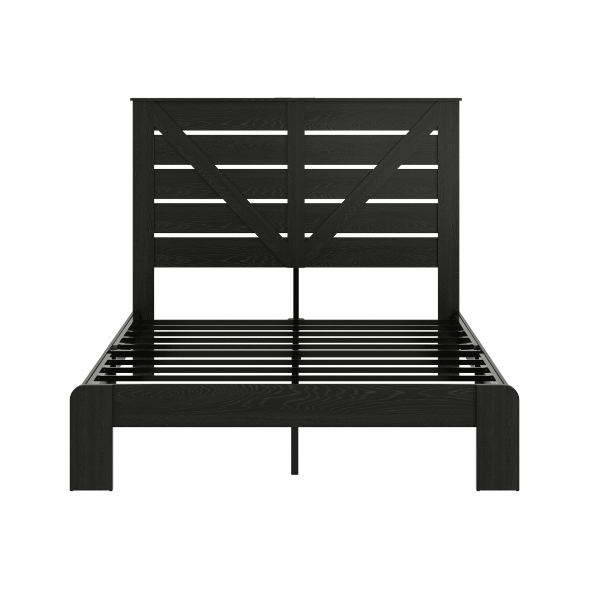Walnut wood full bed frame from Anthony & Home Studio Collection, showcasing a sleek, modern design with a sturdy construction.