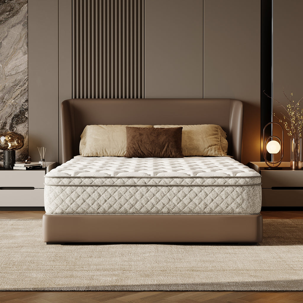Full-size Anthony & Home hybrid mattress featuring memory foam layers and supportive design for a comfortable sleep.