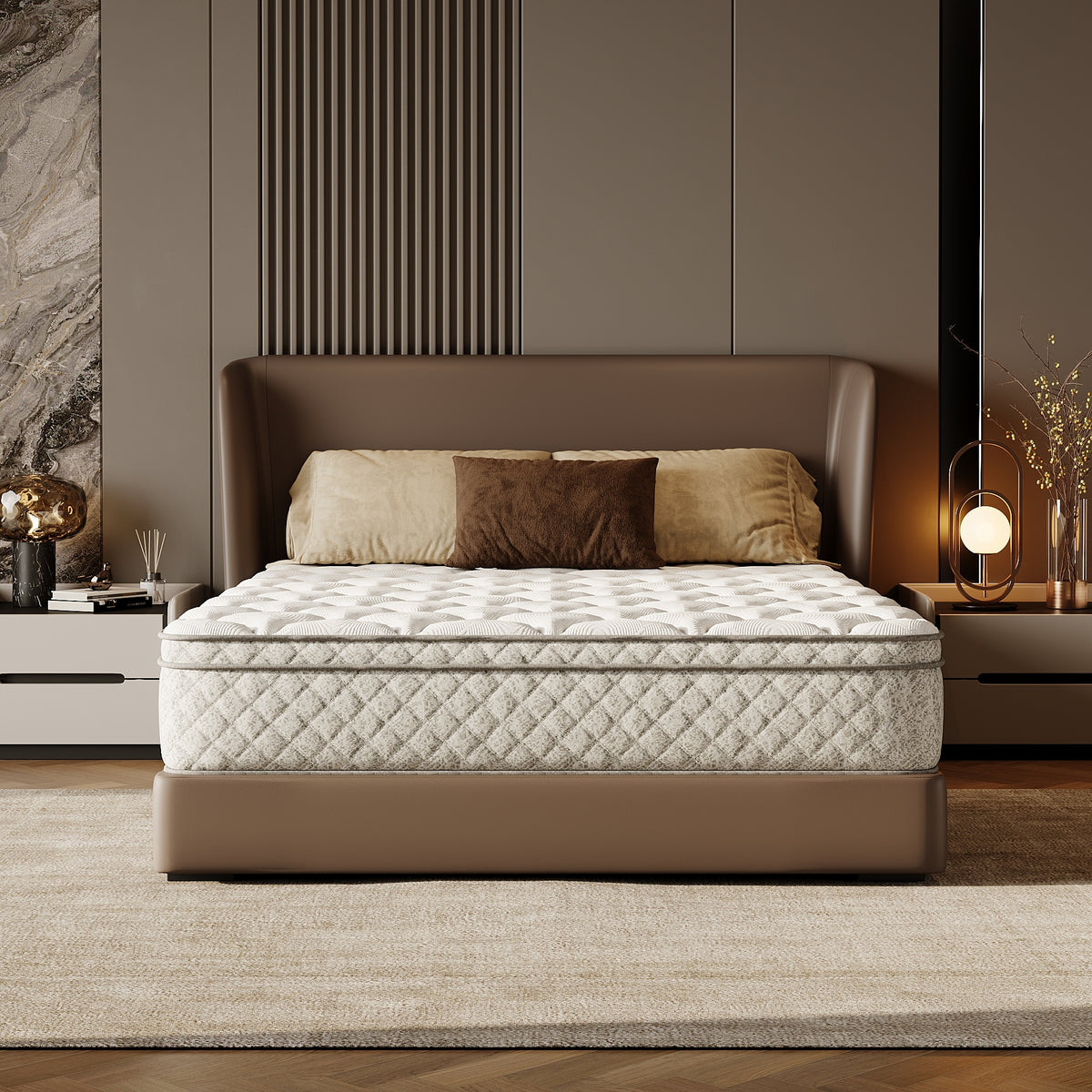Full-size Anthony & Home hybrid mattress featuring memory foam layers and supportive design for a comfortable sleep.