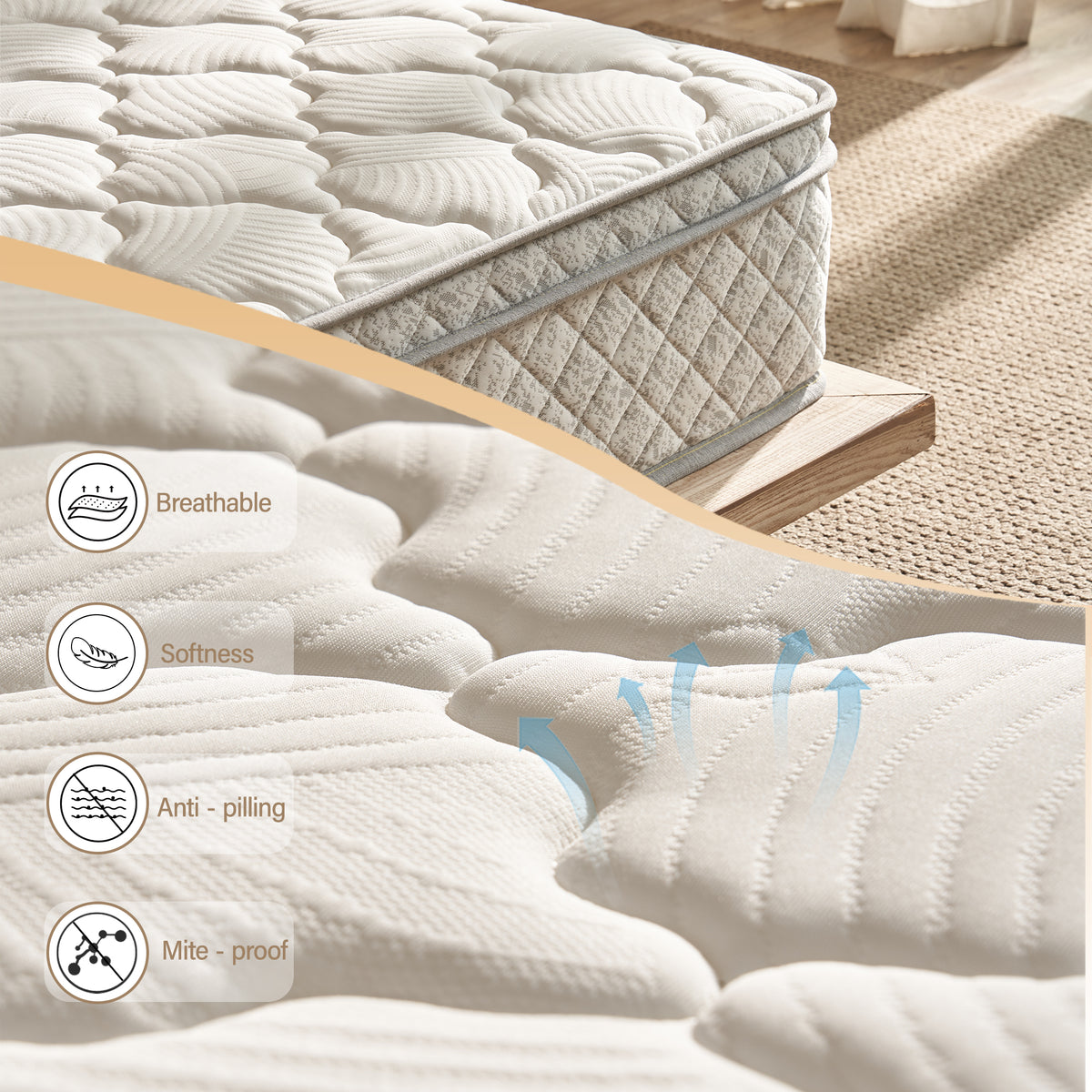 Full-size Anthony & Home Hybrid Mattress from the Signature Collection with memory foam comfort and supportive design.