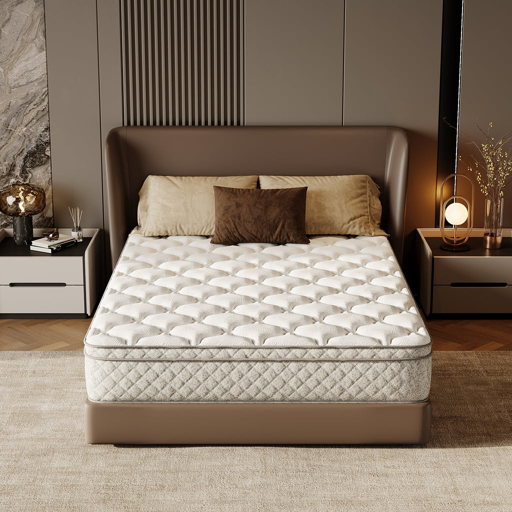Full-size Anthony & Home hybrid mattress from the Signature Collection with memory foam, showing plush top and supportive sides.