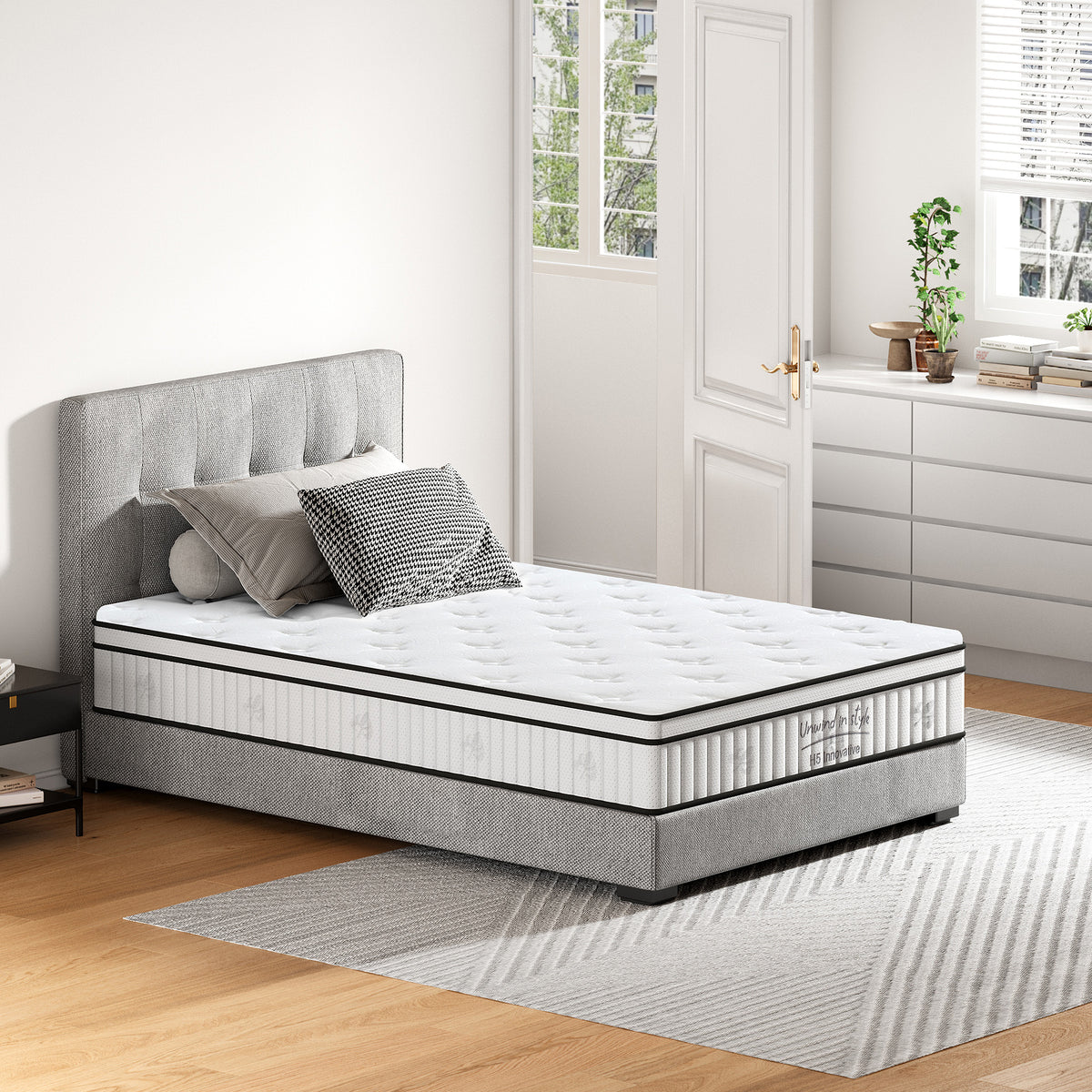 Full-size hybrid mattress by Anthony & Home featuring pocketed innerspring for a comfortable, supportive sleep experience.