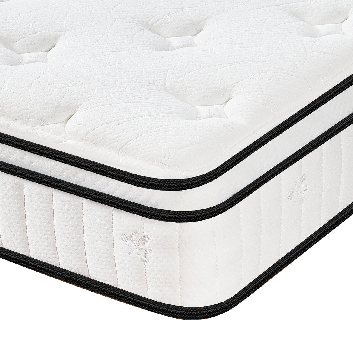 Full-size Anthony & Home hybrid mattress with pocketed innerspring and plush fabric, designed for a refined sleep experience.