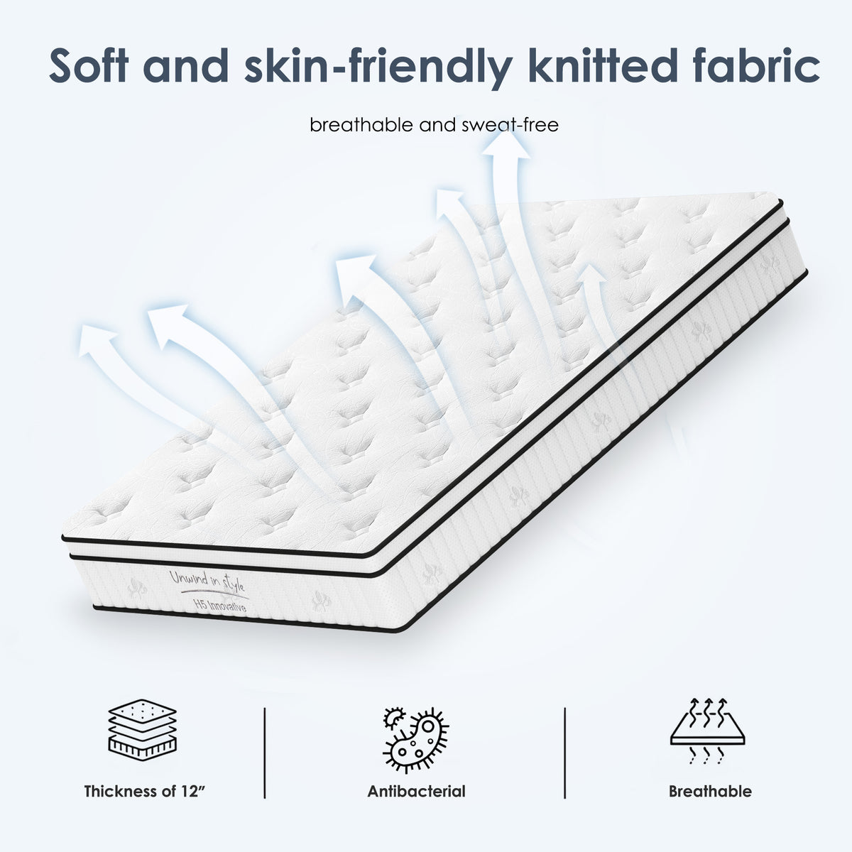 Full-size Anthony & Home hybrid mattress with pocketed innerspring for a comfortable, supportive sleep experience.