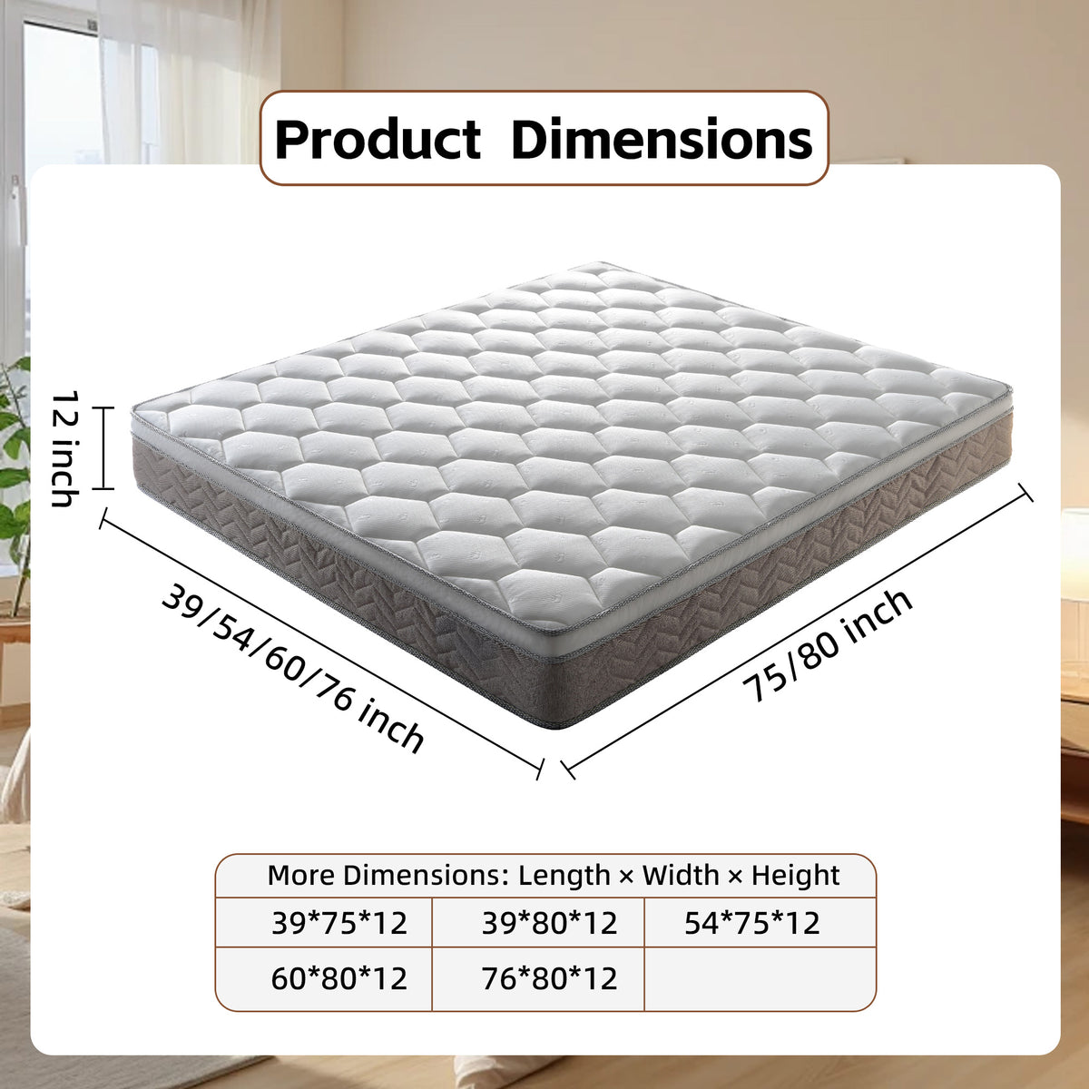 Queen-sized Anthony & Home Gel Memory Foam Hybrid Mattress in a Box, showcasing the mattress's plush surface and hybrid construction.