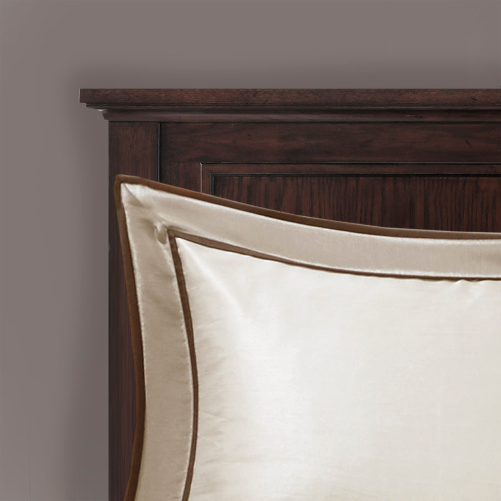 Genevieve Polyoni taupe comforter set by Anthony & Home, king size, soft fabric with elegant textured design.