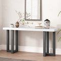 Geometric console table with solid pine legs from Anthony & Home, showcasing a modern design and sleek wooden surface.