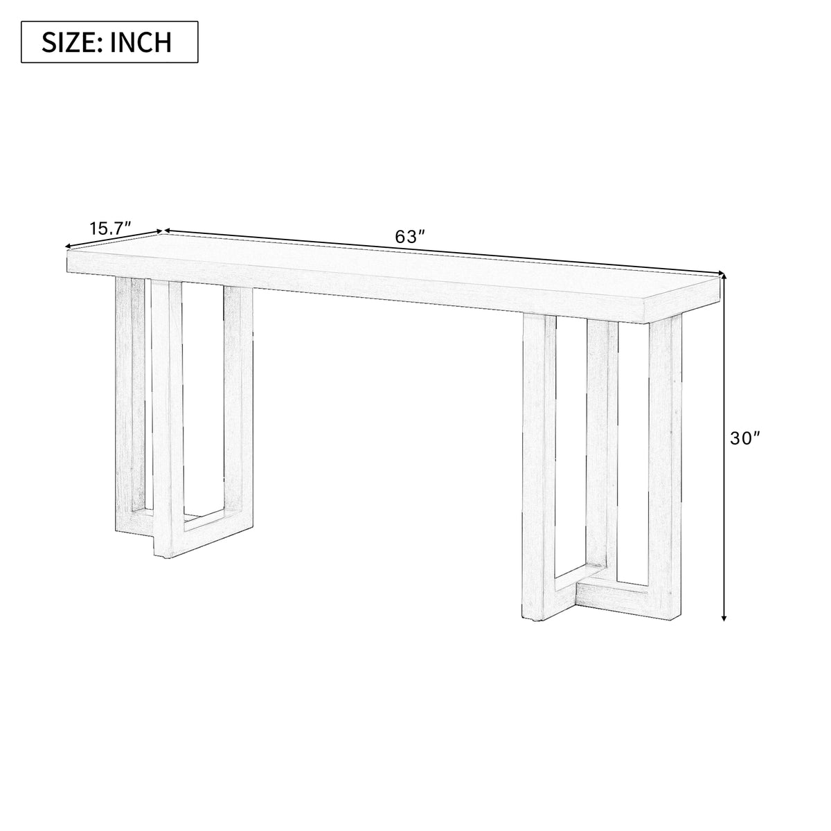 Geometric console table with solid pine legs by Anthony & Home, showcasing a modern design and sleek wood finish.
