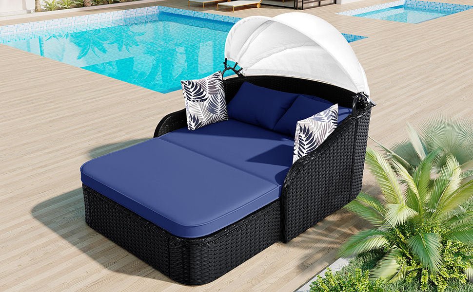 Anthony & Home double outdoor sunbed with adjustable canopy in PE rattan from the Limited Edition Collection.