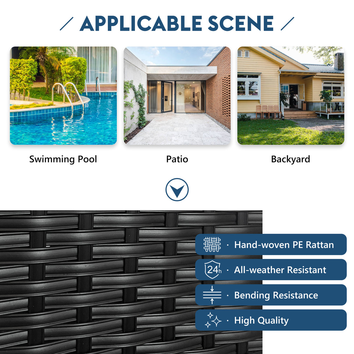Anthony & Home double outdoor sunbed with adjustable PE rattan canopy, featuring plush cushions and a sleek modern design.