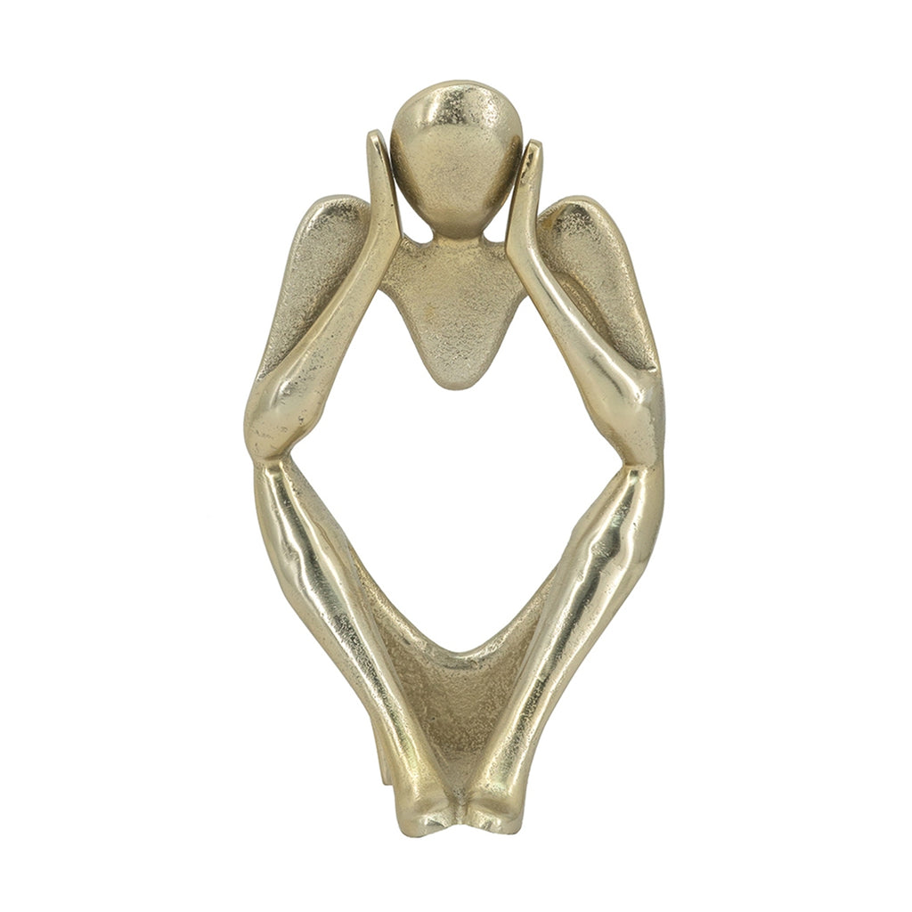 Gold aluminum abstract figurine by Anthony & Home, limited studio edition sculpture with modern, artistic design.