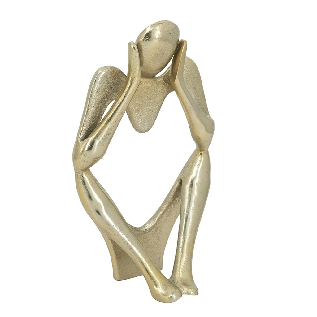 Gold aluminum abstract figurine by Anthony & Home, limited studio edition sculpture with modern artistic design.