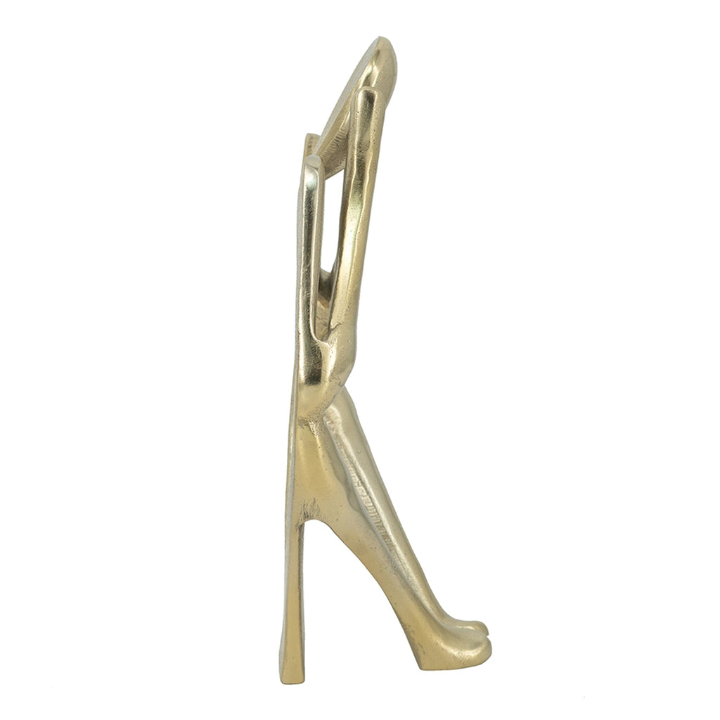 Gold aluminum abstract figurine by Anthony & Home, limited studio edition sculpture with sleek modern design.