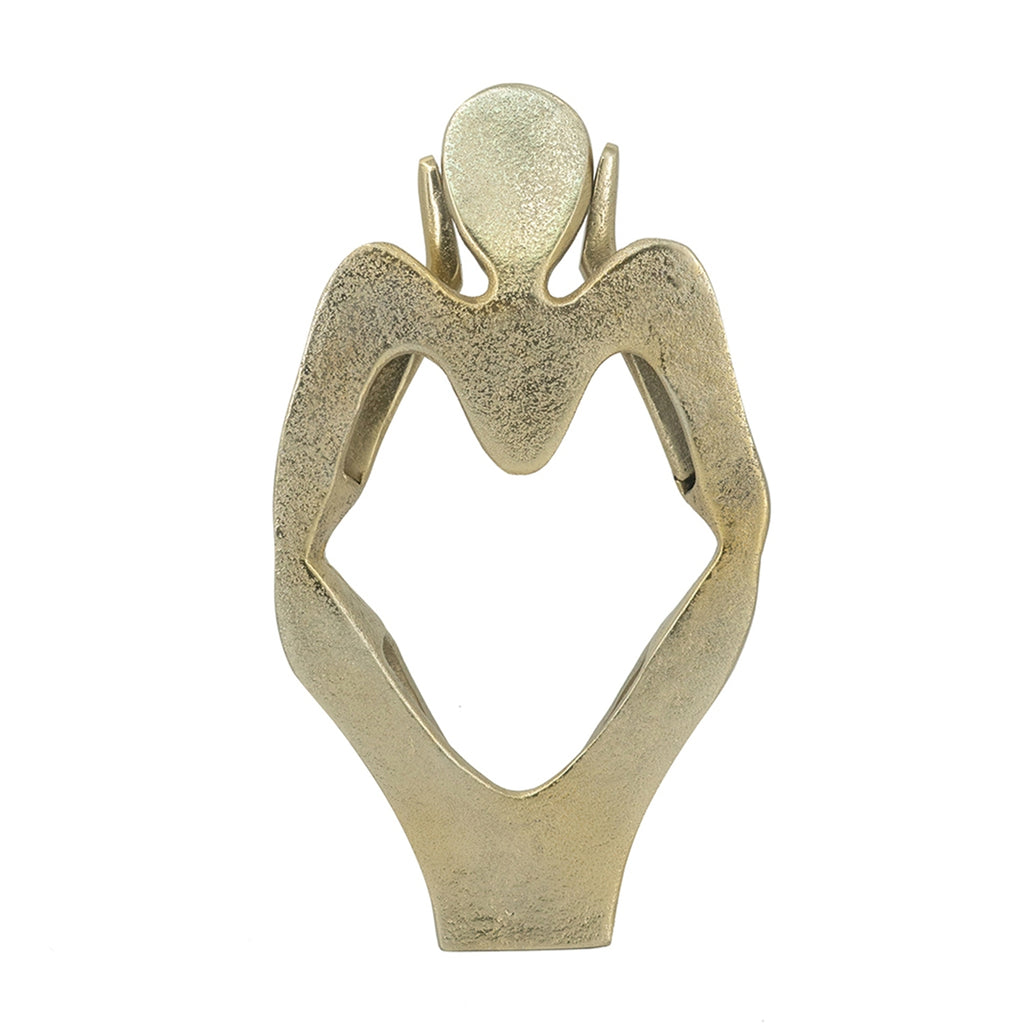 Gold aluminum abstract figurine by Anthony & Home, limited studio edition sculpture with modern artistic design.