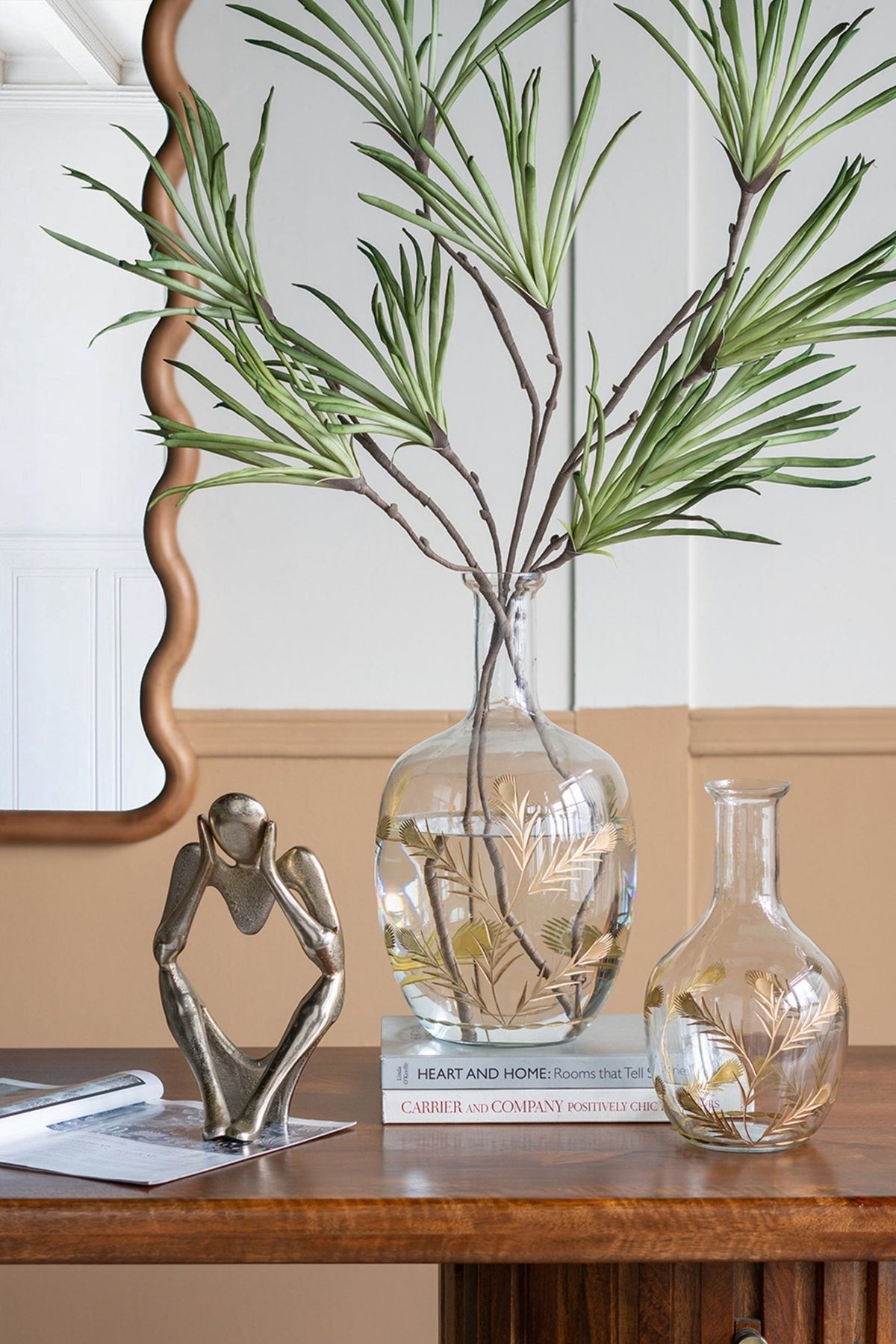 Gold aluminum abstract figurine by Anthony & Home, limited studio edition sculpture, featuring sleek modern design and artistic form.