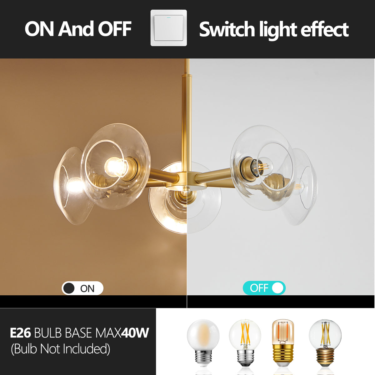 Gold Iron Sputnik Chandelier with 5 lights from Anthony & Home, modern pendant lighting fixture with a spherical design.