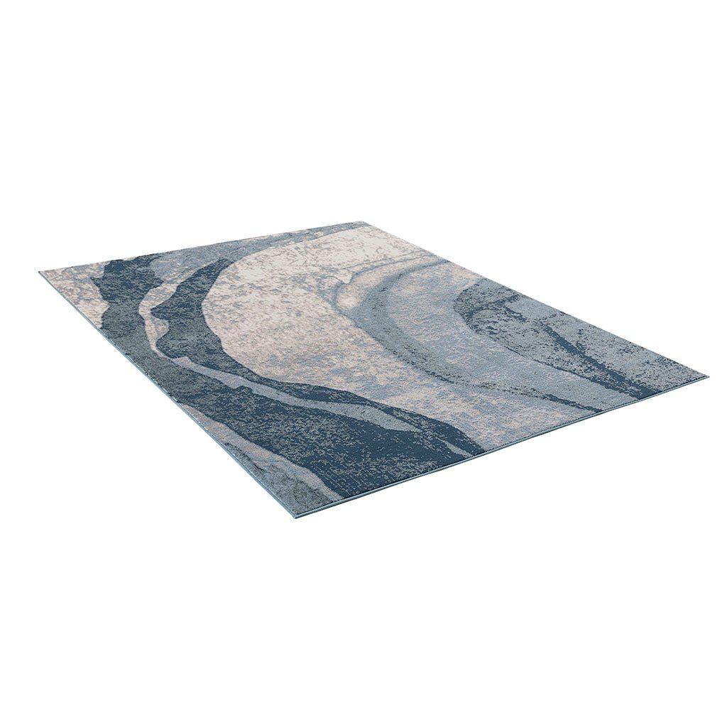 Grace Abstract Wave area rug by Anthony & Home featuring machine-woven polyester with cut-and-loop pile in a limited edition design.