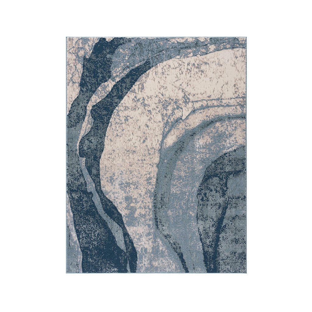 Grace Abstract Wave Area Rug by Anthony & Home, machine-woven polyester with cut-and-loop pile in limited edition design.