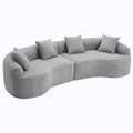 Grey curved modular sofa from Anthony & Home in chenille fabric, showcasing a stylish, comfortable sectional design.