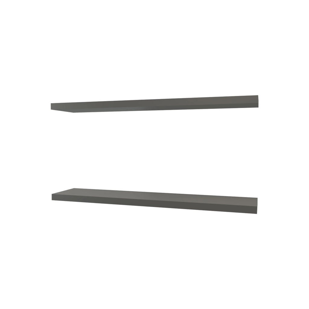 Grey matte floating shelf by Anthony & Home, limited edition, mounted on wall, showcasing sleek modern design.