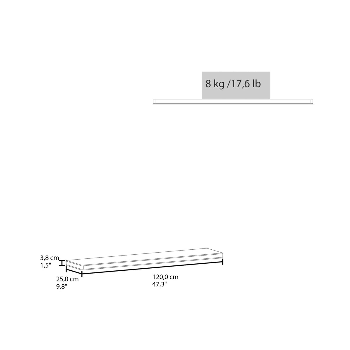 Grey matte finish floating shelf by Anthony & Home, limited edition, wall-mounted with sleek, modern design.