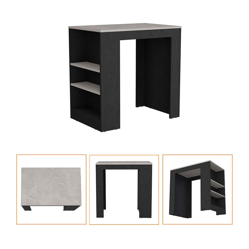 Anthony & Home Harlan Atelier counter-height kitchen island with wooden top and storage drawers, ideal for modern kitchen spaces.