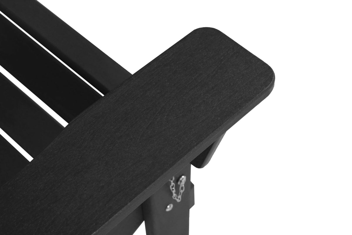 Coastal gray HDPE folding Adirondack chair with wood-textured finish, designed for outdoor relaxation by Anthony & Home.