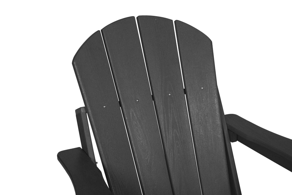 Anthony & Home HDPE folding Adirondack chair with wood-textured coastal gray finish, showcasing a comfortable outdoor seating design