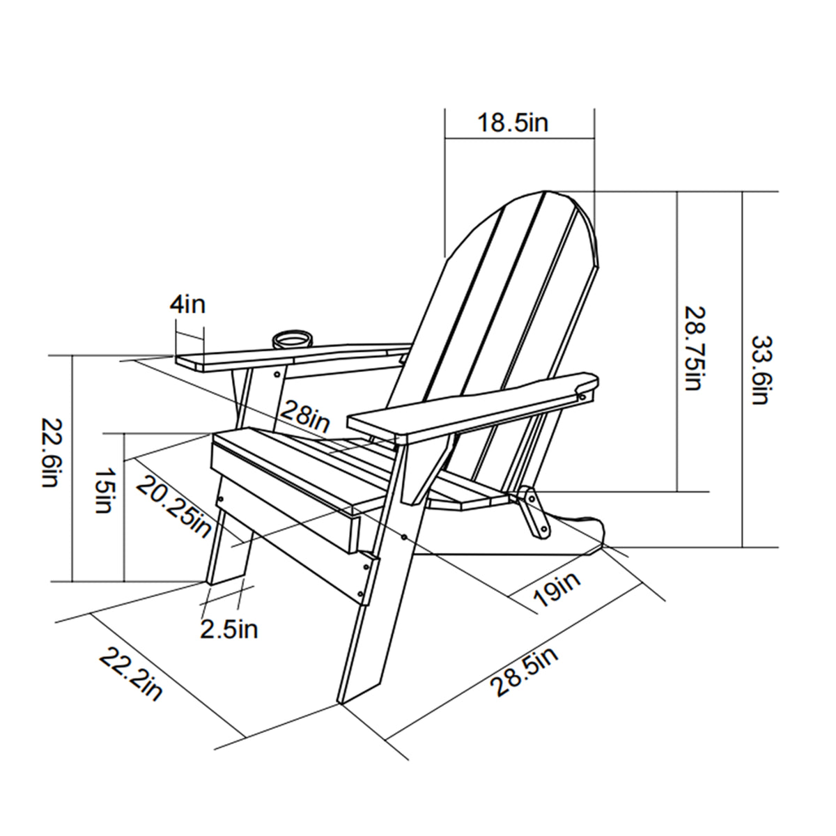 HDPE wood-texture Adirondack chair from Anthony & Home Coastal Collection, featuring a comfortable, weather-resistant outdoor seating design.